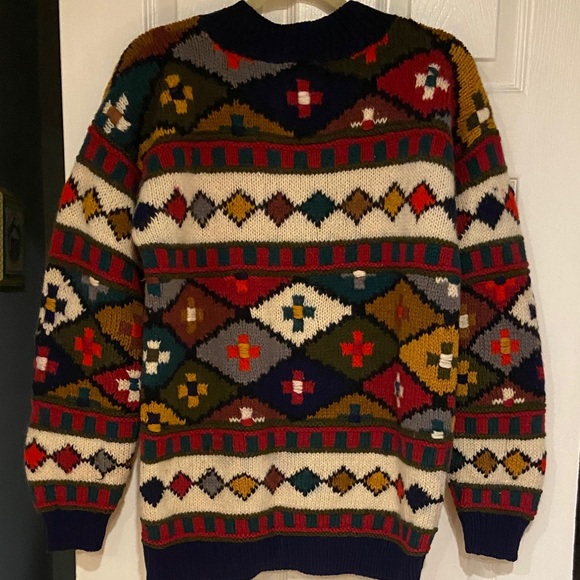 Vintage Wool Colorful Geometric Pattern Sweater - Picture 10 of 13